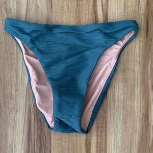 J.Crew Womens Ribbed High-Rise Cheeky Bikini Bottoms High-Cut Leg Green Size XXS
